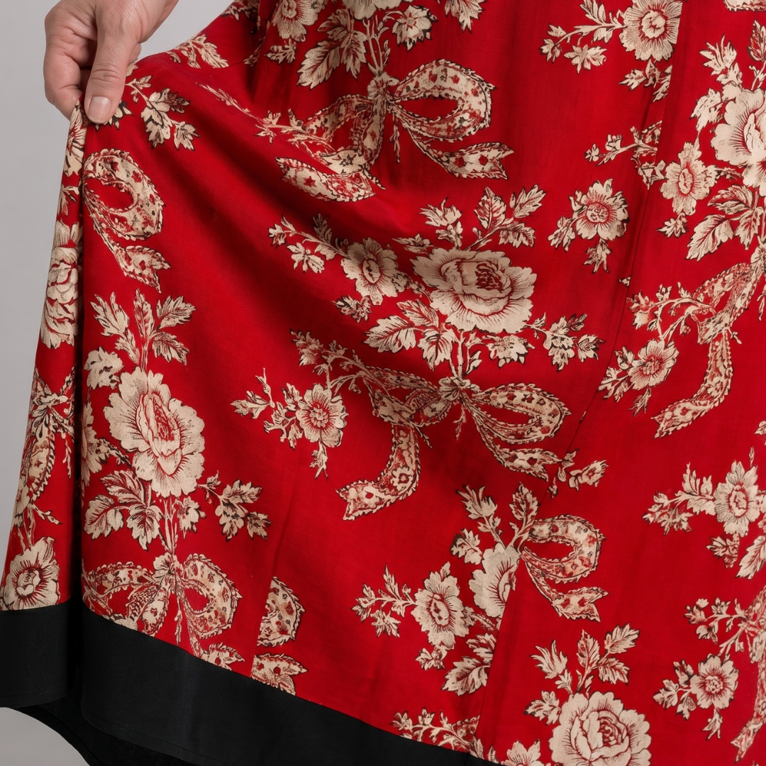 Velette | Vintage Floral V Neck Relaxed Midi Dress