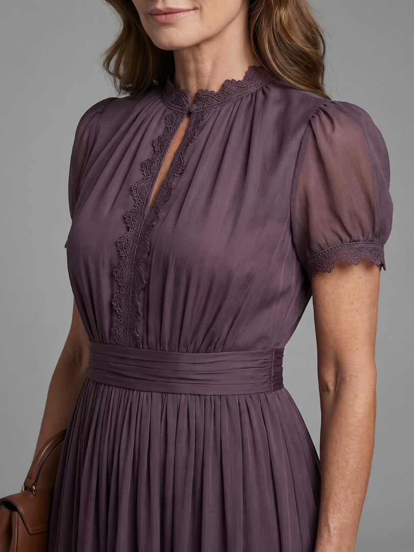 Valssa | Gathered Waist Keyhole Maxi Dress