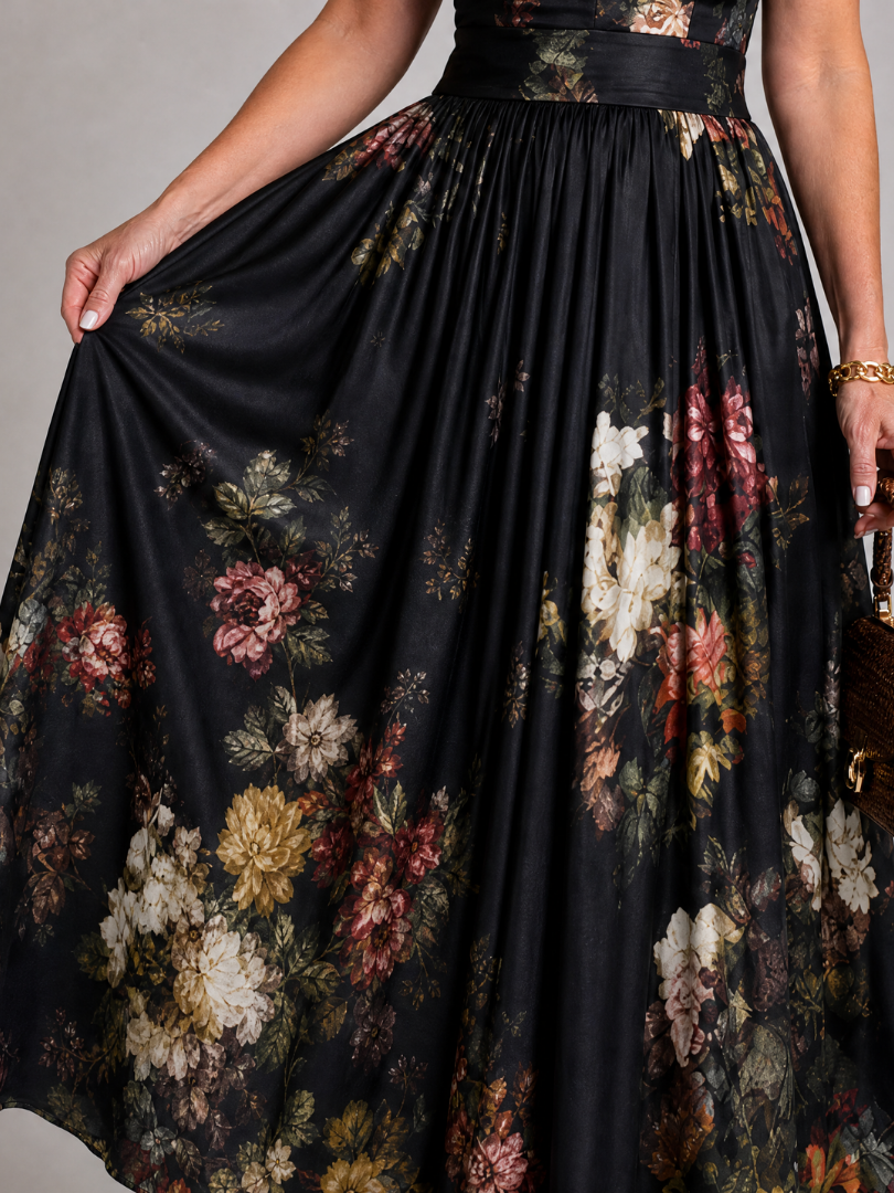 Magdaney | Floral Keyhole Midi Dress