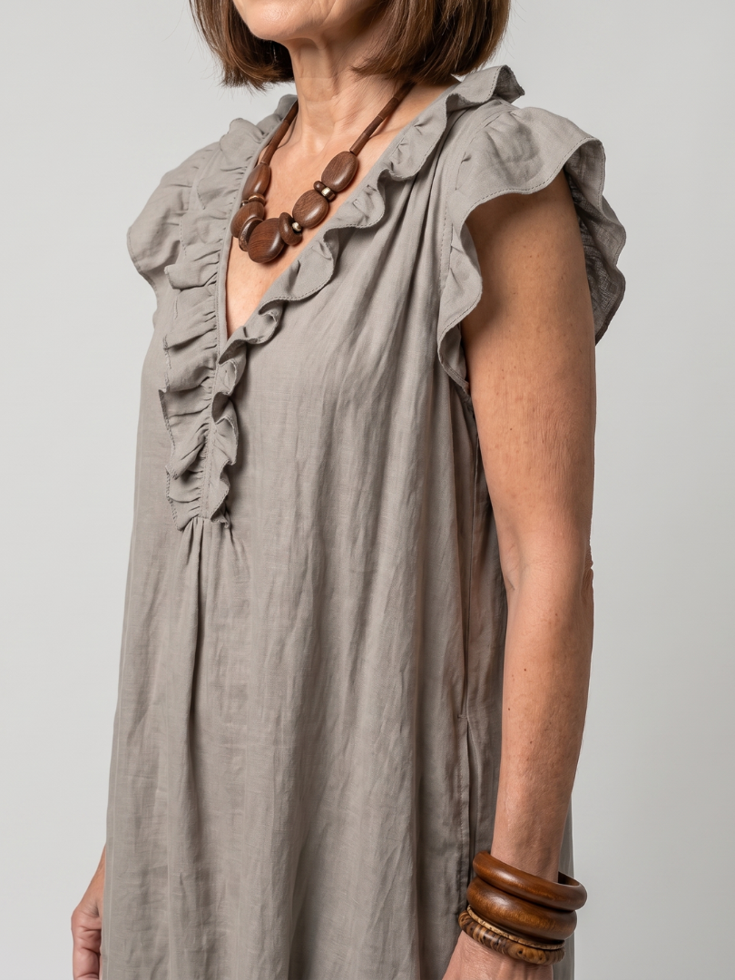 Temrose | Sleeveless Ruffle Trim Midi Dress