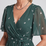 Daldra | Flutter Sleeve Gathered Waist Floral Print Midi Dress
