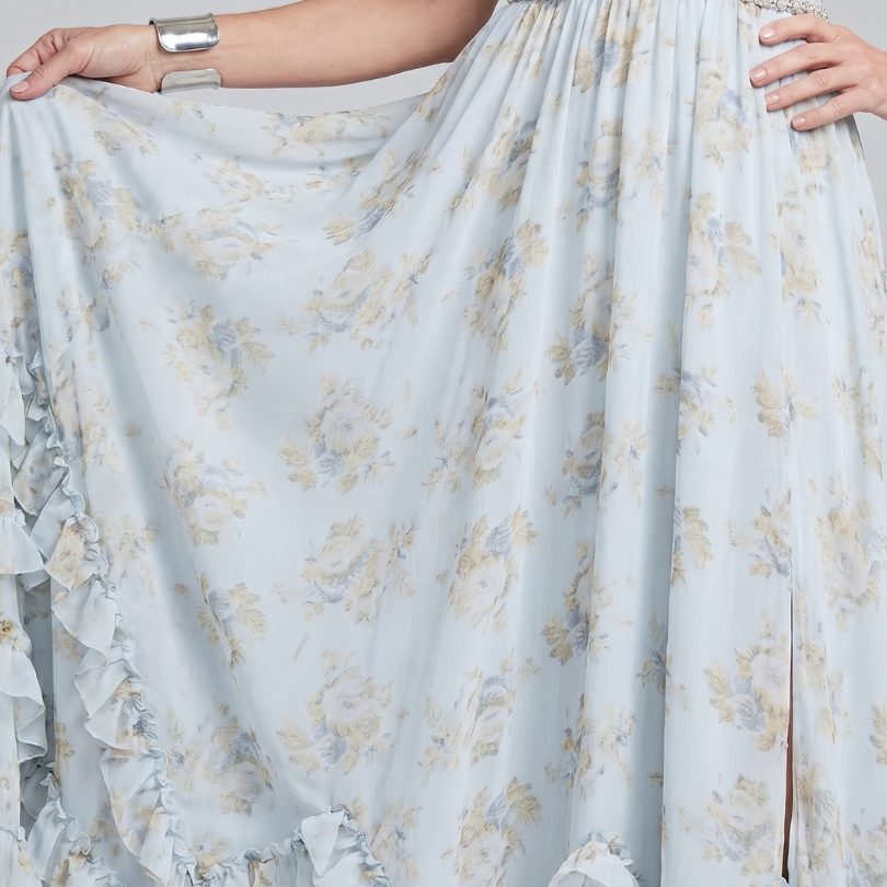 Maessa | Halter Neck Floral Beaded Strap Maxi Dress