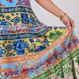 Pensia | Sleeveless Mixed Print Midi Dress
