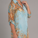 Caswyn | Baroque Print Button Front Flowing Maxi Dress