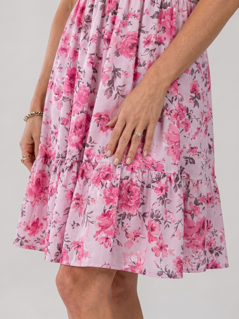 Merina | Spaghetti Strap Floral Print Knee Length Dress