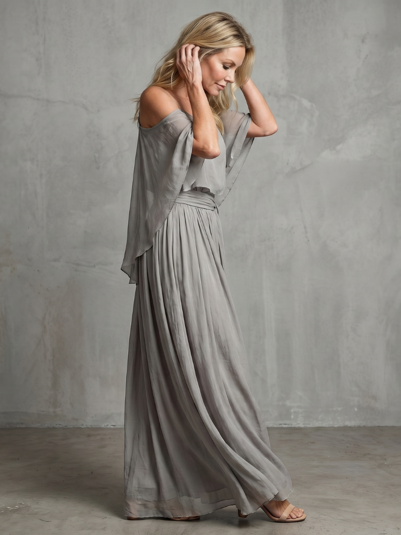 Norarina | Layered Drape Cold Shoulder Top Wide Leg Set