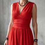 Renna | Deep V Waist Defined Wide Leg Jumpsuit