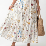 Magdamae | Botanical Print Tassel Tie Midi Dress