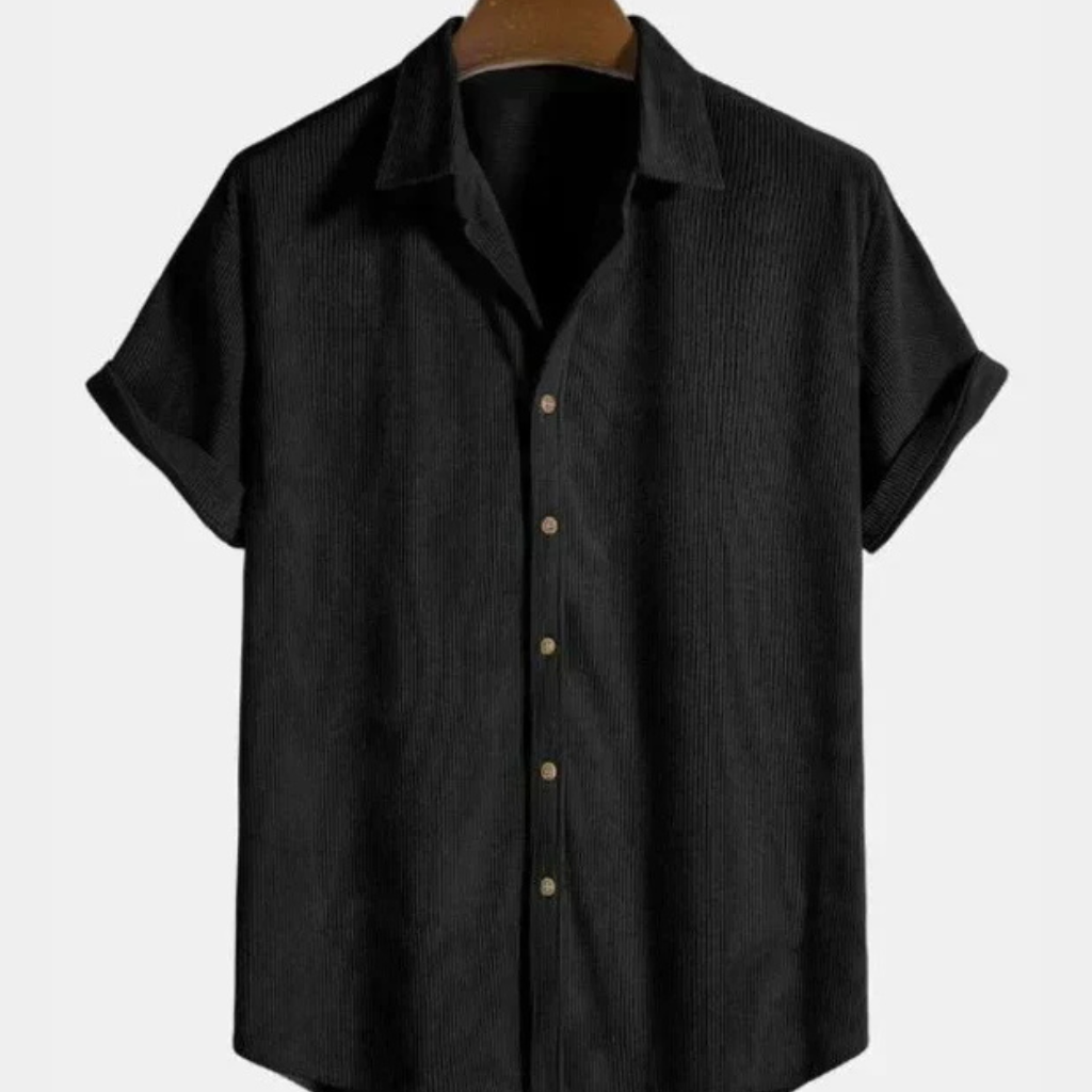 Bennett | Men Textured Short Sleeve Button Down Camp Collar Shirt
