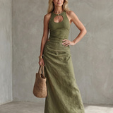 Hilala | Keyhole Neck Fitted Waist Midi Dress