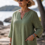 Laendra | Textured V Neck Three Quarter Sleeve Knee Length Dress
