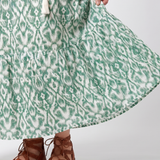 Marna | Pattern V Neck Tassel Midi Dress