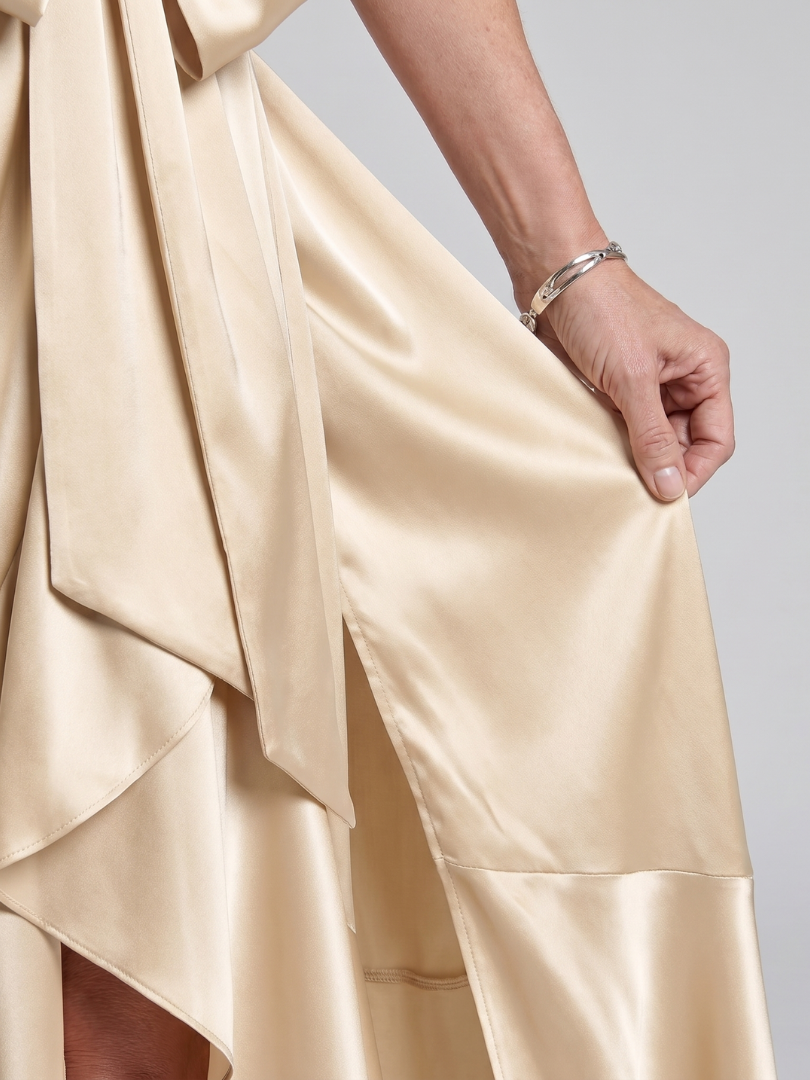 Mirwyn | Halter Neck Wrap Asymmetric Hem Midi Dress