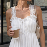 Esmera | Sleeveless Ruffle Strap Flowing Skirt Midi Dress