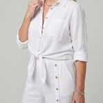 Veslora | Long Sleeve Tie Front Top And Wide Leg Pants Set