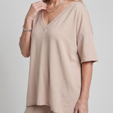 Saffthea | V Neck Top And Shorts Relaxed Fit Set