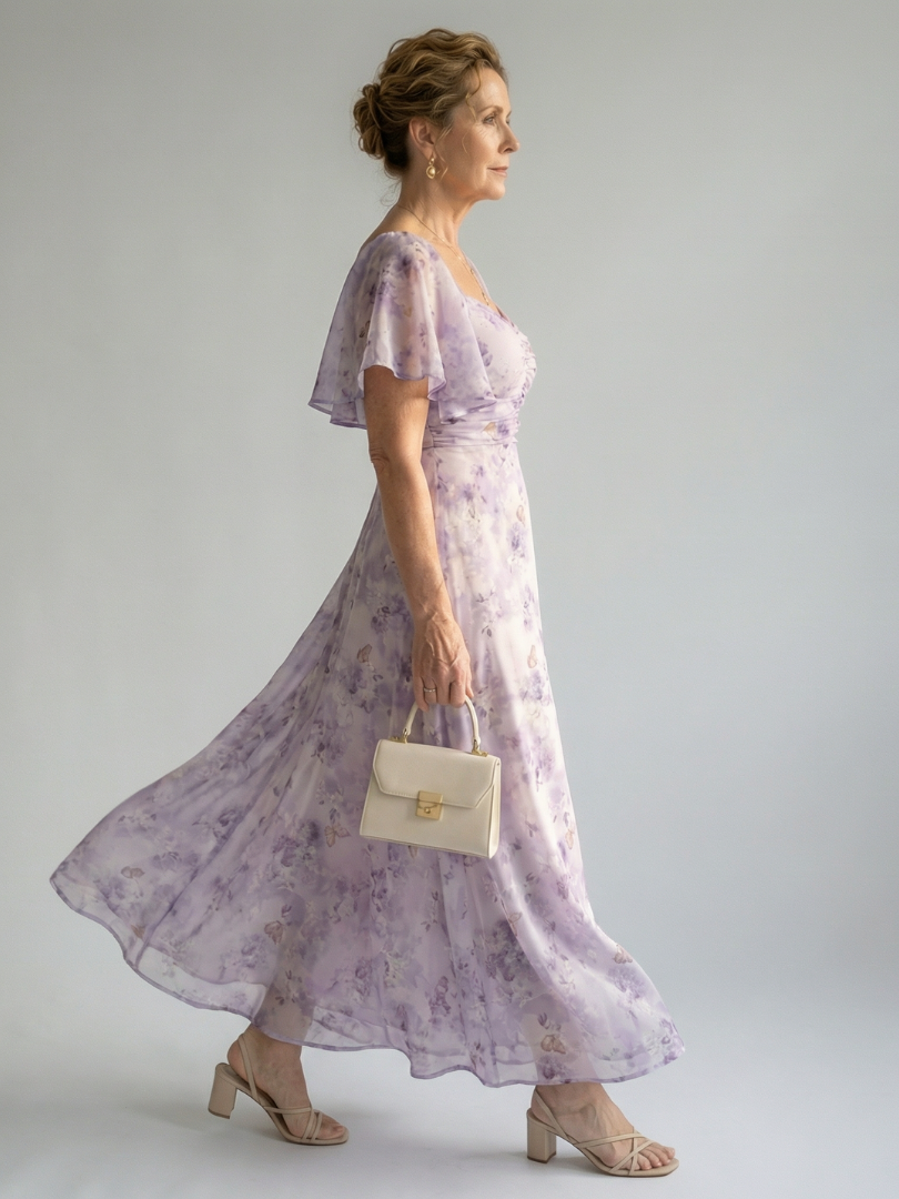 Clawen |  Flutter Sleeve Midi Dress