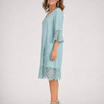 Kalnia | Embroidered Lace Trim Shift Midi Dress