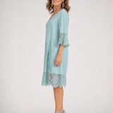 Kalnia | Embroidered Lace Trim Shift Midi Dress
