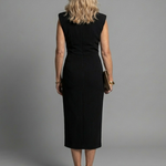 Marenbeth | Sleeveless Structured Midi Dress with Front Slit