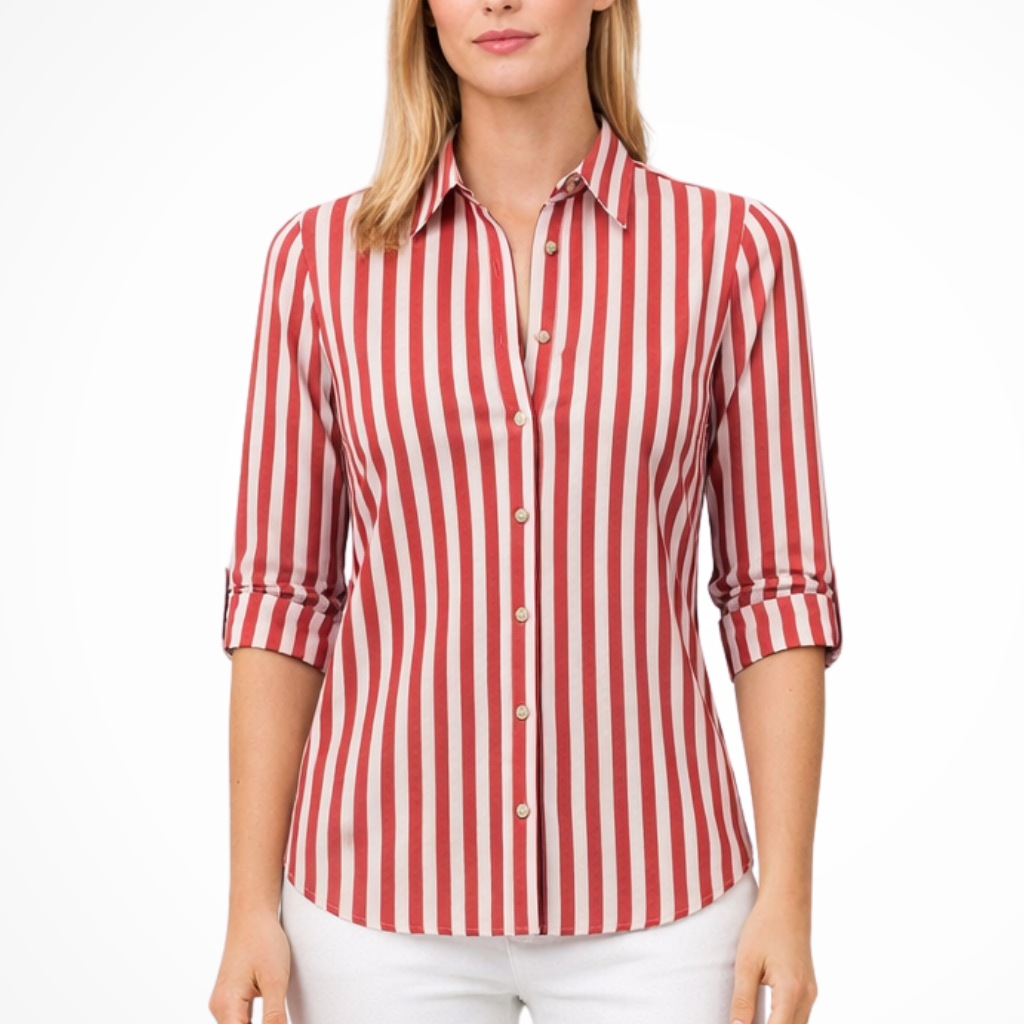 Chloe | Women Slim Fit Striped Shirt Long Sleeve Blouse
