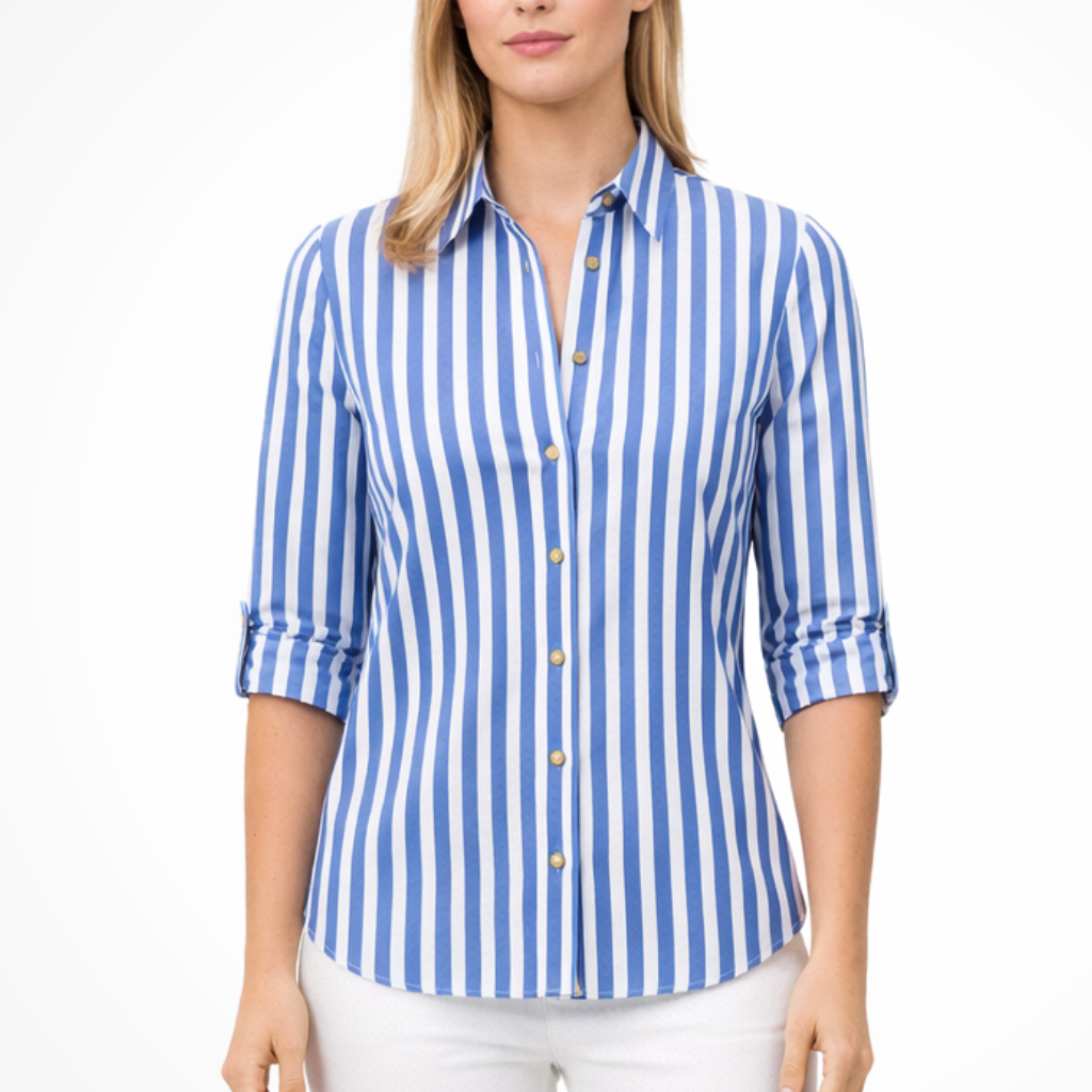 Chloe | Women Slim Fit Striped Shirt Long Sleeve Blouse