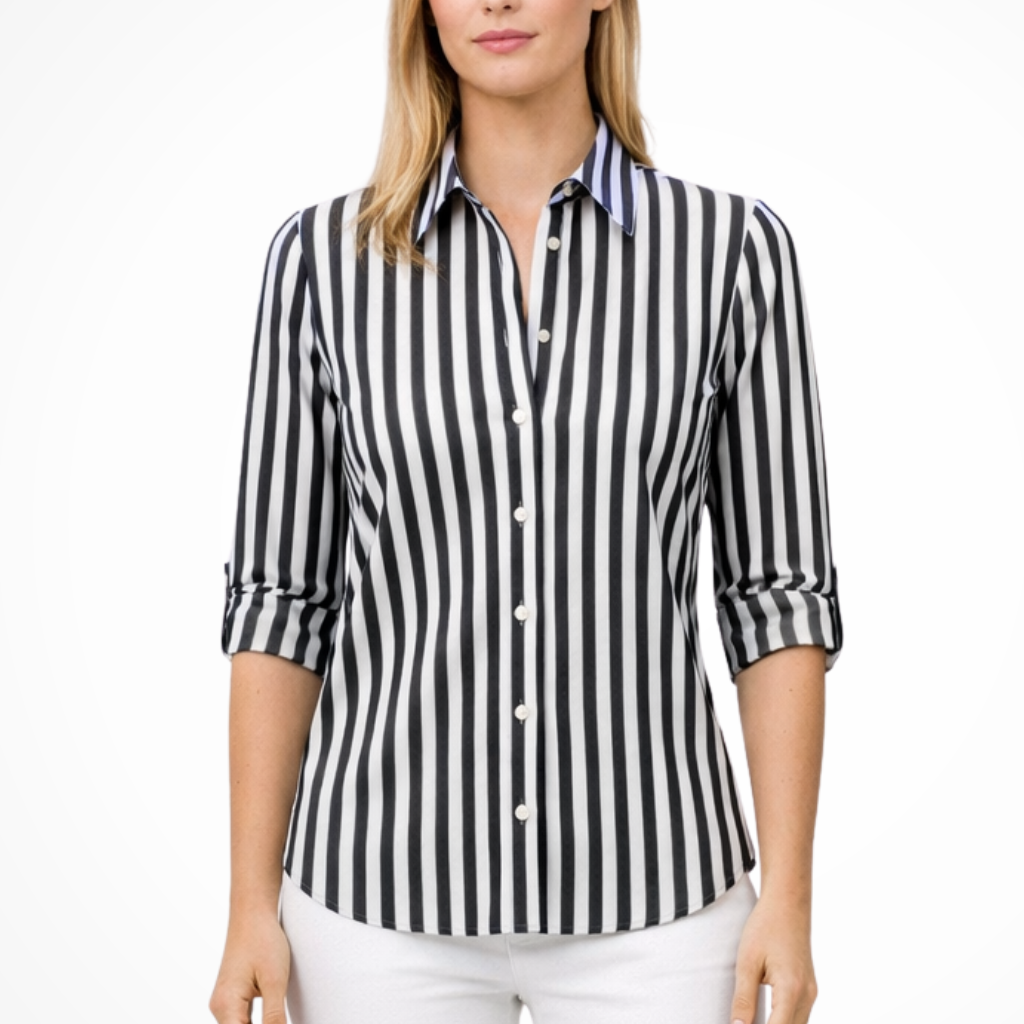 Chloe | Women Slim Fit Striped Shirt Long Sleeve Blouse