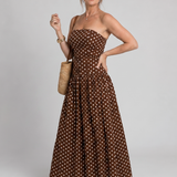 Romisette | Strapless Polka Dot Pattern Midi Dress