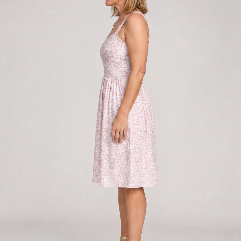 Nilasia | Square Neck Floral Print Knee Length Dress