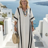 Larbelle | Short Sleeve Color Block Striped Maxi Dress