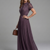 Valssa | Gathered Waist Keyhole Maxi Dress