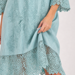 Kalnia | Embroidered Lace Trim Shift Midi Dress