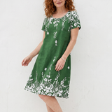 Gretala | Short Sleeve Floral Border Mini Dress