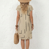 Noralia | Short Sleeve Abstract Print Knee Length Dress