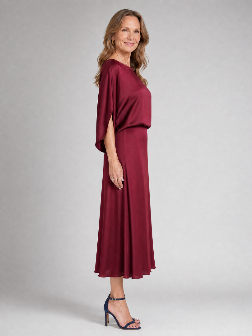 Dorine | Draped Overlay Midi Dress