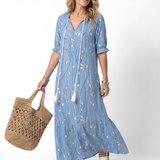 Coralyn | Floral Print Tassel Tie Midi Dress