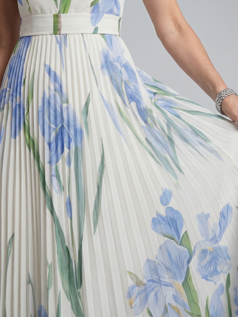 Lorlora | Sleeveless Square Neck Floral Print Midi Dress