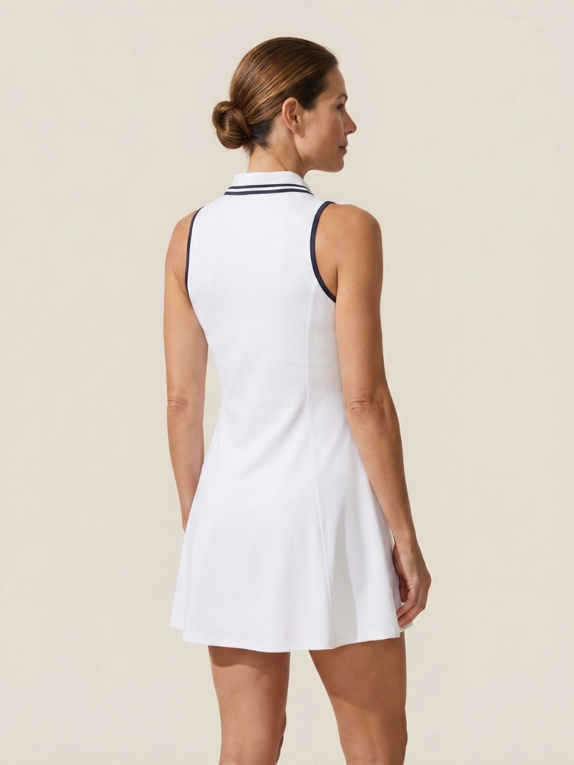 Marlyn | Sleeveless Zip Collar Tennis Dress