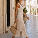 Tesrose | Sleeveless Soft Crochet Midi Dress