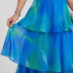 Vellora | Natural Floral Halter Cutout Tiered Maxi Dress