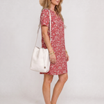 Taliawen | Short Sleeve Geometric Print Knee Length Dress