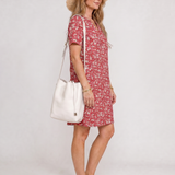 Taliawen | Short Sleeve Geometric Print Knee Length Dress