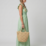 Sabdra | Sleeveless Square Neck Gingham Pattern Midi Dress
