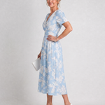 Serwynne | Floral Print Short Sleeve V Neck Midi Dress