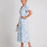 Serwynne | Floral Print Short Sleeve V Neck Midi Dress