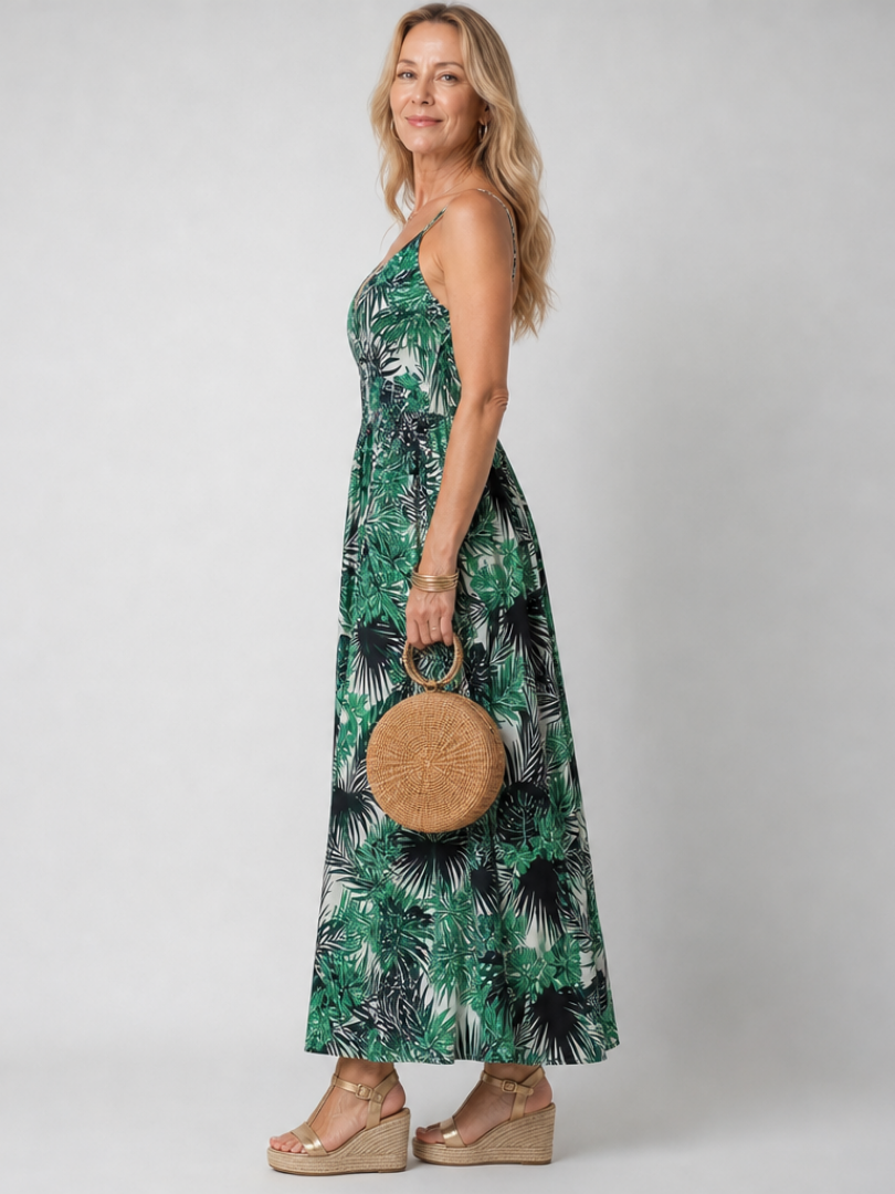 Thaletta | Sleeveless Floral Print Midi Dress