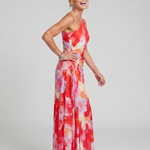 Sabette | One Shoulder Pleated Bodice Midi Dress