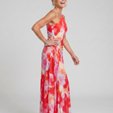 Sabette | One Shoulder Pleated Bodice Midi Dress