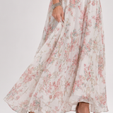 Solmae | Floral Print Flowing Skirt Midi Dress