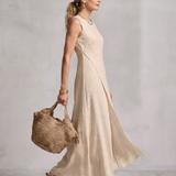 Corthea | Asymmetric Layered Round Neck Maxi Dress